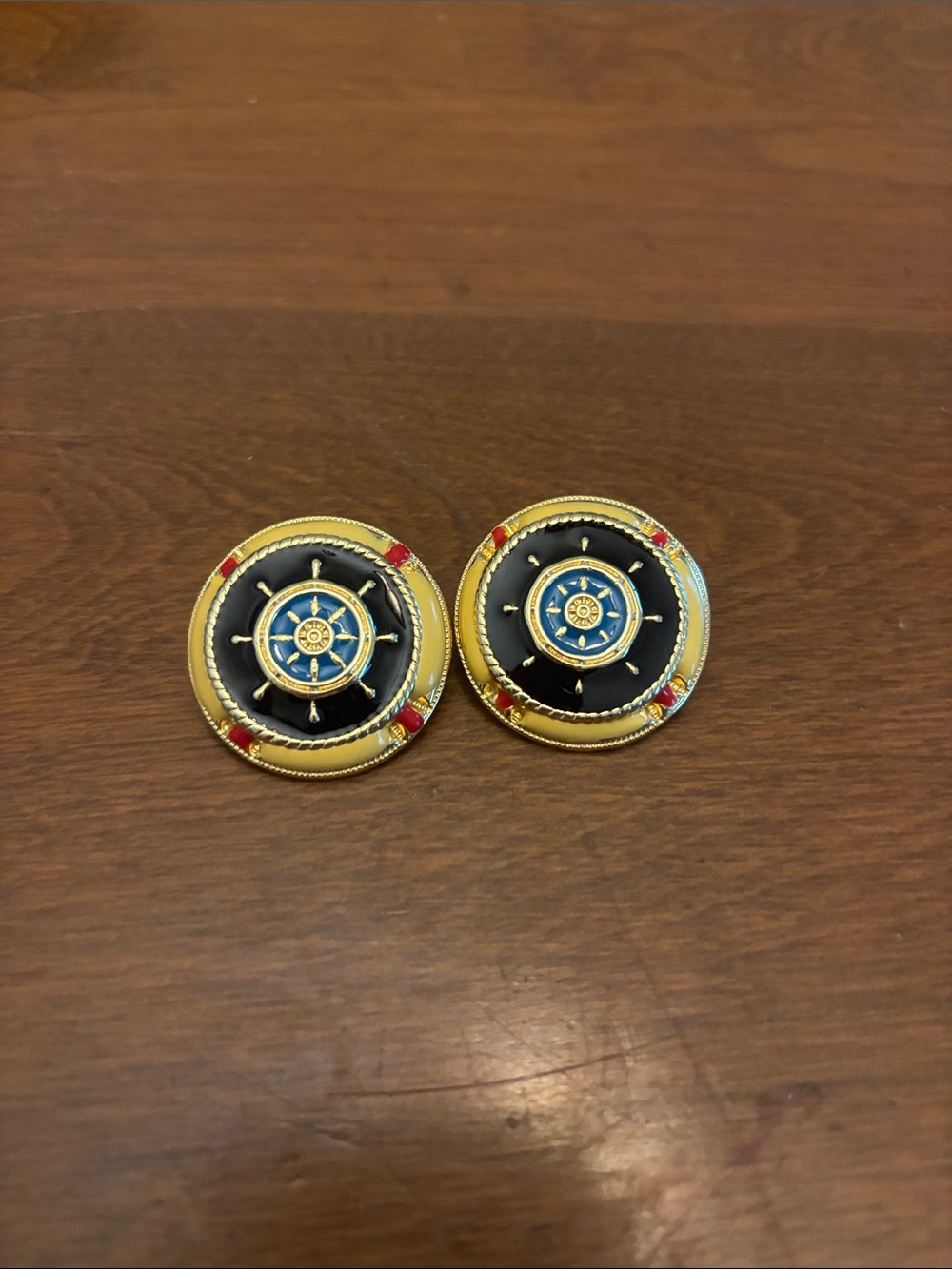 Vintage Avon “Ship To Shore” Nautical Ship Wheel Clip-On Earrings